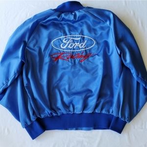 Blue Satin Official Sportswear Ford Racing Jacket, Size Medium